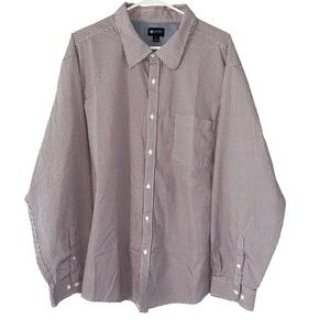 Haggar Clothing Men's Size 3X Long Sleeve Cotton Dress‎ Shirt White Burgundy Geo